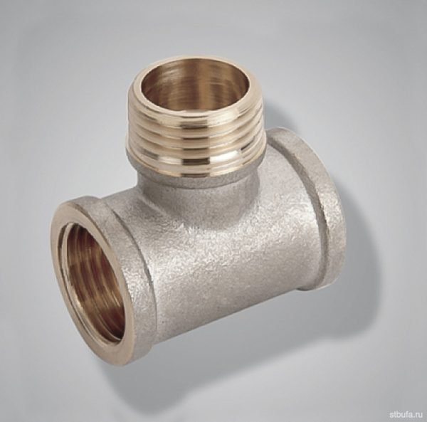 1 (3) Фитинг тройник F 1/2" - F 3/4" - F 1/2" аналог 1302032 — изображение 1